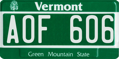 VT license plate AOF606
