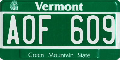 VT license plate AOF609