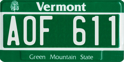 VT license plate AOF611