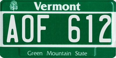 VT license plate AOF612