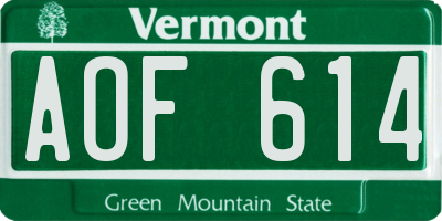 VT license plate AOF614