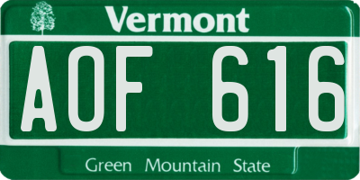 VT license plate AOF616