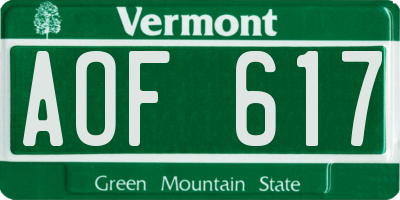 VT license plate AOF617