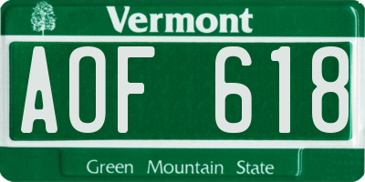 VT license plate AOF618