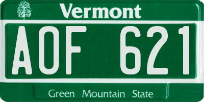 VT license plate AOF621