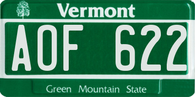 VT license plate AOF622