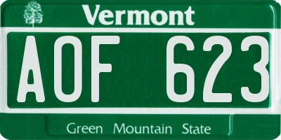 VT license plate AOF623