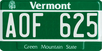VT license plate AOF625