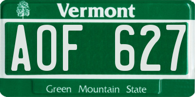 VT license plate AOF627
