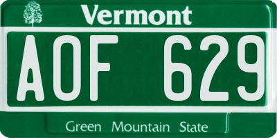 VT license plate AOF629