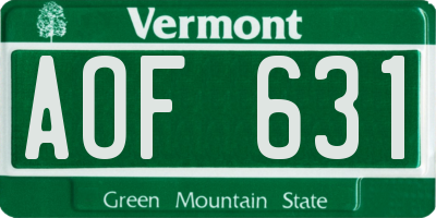 VT license plate AOF631
