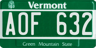 VT license plate AOF632