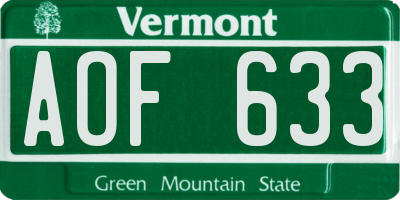 VT license plate AOF633