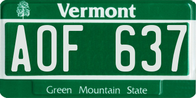 VT license plate AOF637