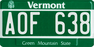 VT license plate AOF638
