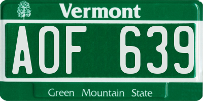 VT license plate AOF639