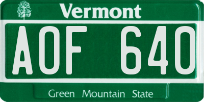 VT license plate AOF640