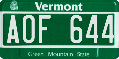 VT license plate AOF644