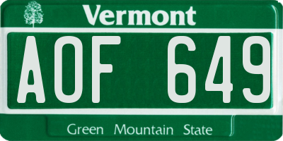 VT license plate AOF649