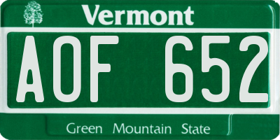 VT license plate AOF652