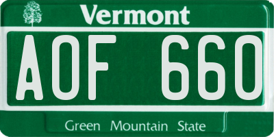 VT license plate AOF660
