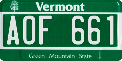 VT license plate AOF661