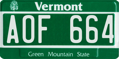 VT license plate AOF664
