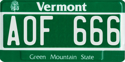 VT license plate AOF666