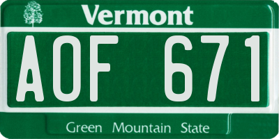 VT license plate AOF671