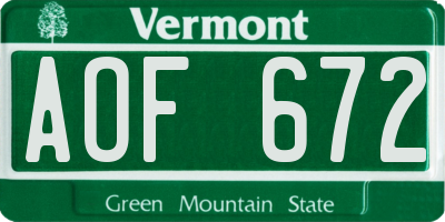 VT license plate AOF672