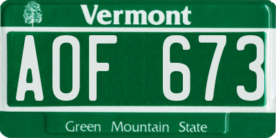 VT license plate AOF673