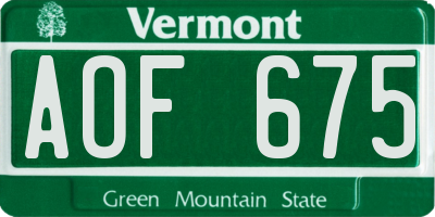 VT license plate AOF675