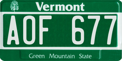 VT license plate AOF677