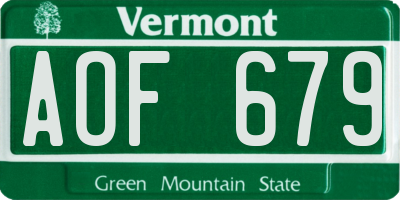 VT license plate AOF679