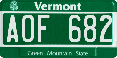 VT license plate AOF682