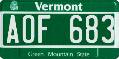 VT license plate AOF683