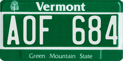 VT license plate AOF684