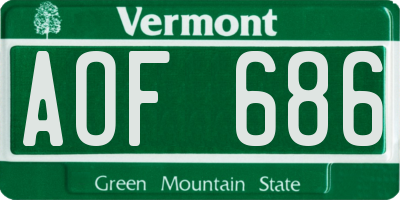 VT license plate AOF686