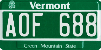 VT license plate AOF688