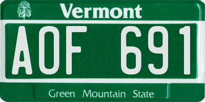 VT license plate AOF691