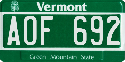 VT license plate AOF692