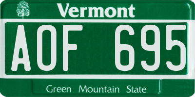 VT license plate AOF695