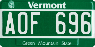 VT license plate AOF696