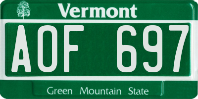 VT license plate AOF697
