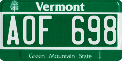 VT license plate AOF698
