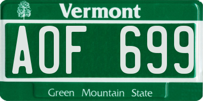 VT license plate AOF699