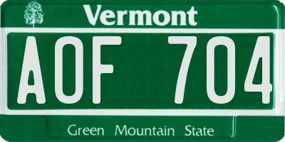 VT license plate AOF704