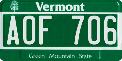 VT license plate AOF706