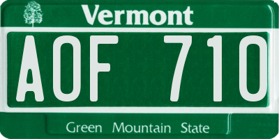 VT license plate AOF710
