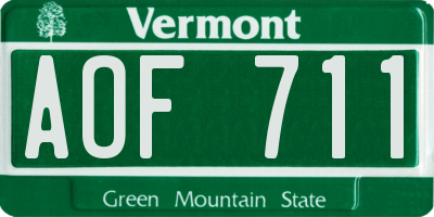 VT license plate AOF711